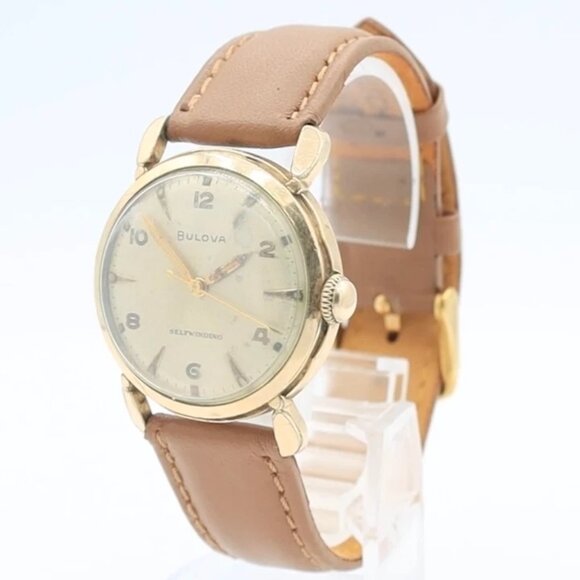 Vintage 1954 Bulova Sector Men's Automatic Wristwatch 10 CSC Steel & 10k RGP - Picture 1 of 5